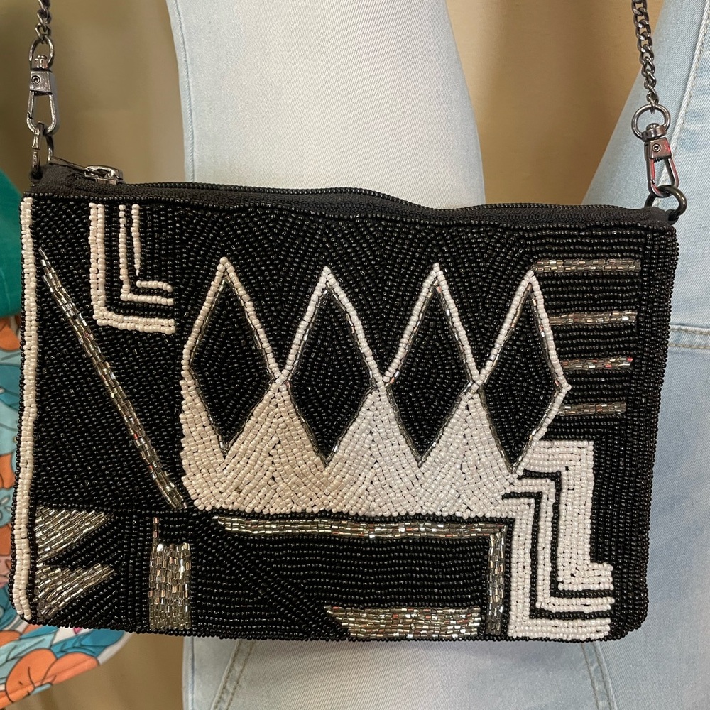 Black and White Beaded Clutch